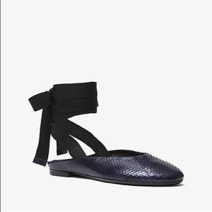 Michael Kors Collection Maren Snake Lace Up Flat